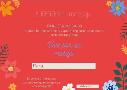 Tarjeta regalo para un masaje en Barcelona